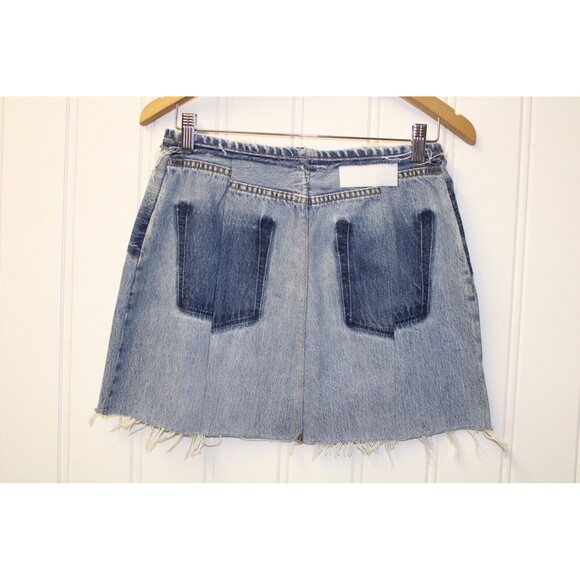 Re/Done RARE Patchwork‎ Denim Distressed Skirt Size 27 /28 - Picture 9 of 12